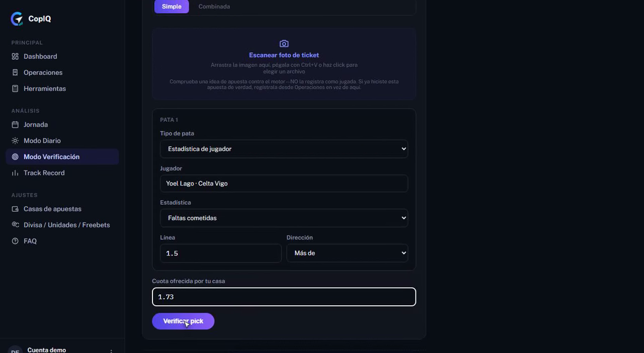 Paso 4 · Introduces tu cuota y CopIQ contrasta estadística y precio